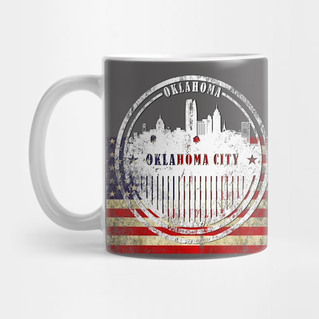 Oklahoma City  silhouette with  US flag by DimDom